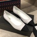 Best 1:1 Chanel Calfskin Flat Ballerinas G35389 White 2019 Collection AQ04118