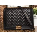 Best 1:1 Chanel Lambskin Boy Flap Large Bag Black/Gold AQ00613