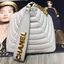 Best 1:1 Chanel Lambskin Quilted Stripes Pyramid Clutch Bag AS0688 White 2019 Collection AQ04316