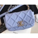 Best Chanel 19 Jersey Waist Bag AS1163 Baby Blue 2020 AQ00923