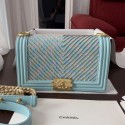Best Chanel Boy Chanel Handbag A67086 Blue 2019 Collection AQ03817
