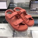 Best Chanel CC Strap Flat Sandals G3445 Orange 2020 Collection AQ03091