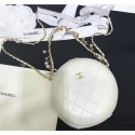 Best Chanel City Box Round Evening Bag with Pearl Chain AS0203 White 2019 AQ00952