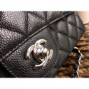 Best Chanel Classic Flap Medium Bag 1112 black in caviar Leather with silver Hardware AQ00900