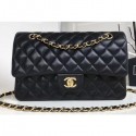 Best Chanel Classic Flap Medium Bag A1112 Black in Sheepskin Leather with Gold Hardware AQ03222