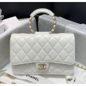 Best Chanel Lambskin Wallet on Chain With Round Handle AP1177 White 2020 Collection AQ01129
