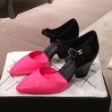 Best Chanel Patent Calfskin Mary Jane Pumps G35426 Pink/Black 2020 Collection AQ01663