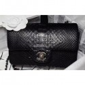 Best Chanel Python Classic Flap Small Bag A1116 Black/Silver AQ03104