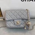 Best Chanel Quilted Leather Flap Bag with Crystal Ball AS1786 Gray 2020 Collection AQ03686