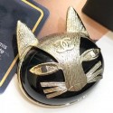 Best Chanel Resin Cat Head Brooch AB1782 Gray/Gold 2019 Collection AQ00565