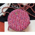 Best Chanel Tweed Classic Round Clutch with Chain Bag AP0366 Fuchsia 2019 AQ01359