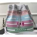 Best Chanel Venise Biarritz Mixed Fibers Drawstring Bag AS0464 White/Multicolor 2019 AQ02779