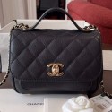 Best Imitation Chanel Quilted Grained Calfskin Mini Messenger Flap Top Handle Bag A93067 Black 2019 Collection AQ04238