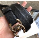 Best Quality Fake Chanel Width 3cm Grainy Leather Belt with Gold CC Buckle Black 2020 Collection Belt AQ00920