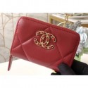 Best Quality Imitation Chanel 19 Leather Zipped Coin Purse AP0949 Red 2020 AQ01486