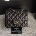 Best Replica Chanel Classic Flap Mini Bag A1115 in Lambskin Leather Black with Vintage Silver Hardware AQ03124