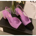 Best Replica Chanel Tweed Slingbacks G31318 Purple/Black 2020 Collection AQ00962