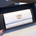 Chanel 19 Goatskin Long Flap Wallet AP0955 White 2019 Collection AQ04324