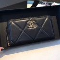 Chanel 19 Goatskin Long Zipped Wallet AP1063 Black 2019 Collection AQ01510