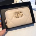 Chanel 19 Goatskin Zipped Coin Purse AP0949 Apricot 2019 Collection AQ03871