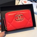 Chanel 19 Goatskin Zipped Coin Purse AP0949 Orange Red 2019 Collection AQ02985