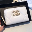 Chanel 19 Goatskin Zipped Coin Purse AP0949 White 2019 Collection AQ02880