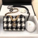 Chanel 19 Houndstooth Tweed Flap Bag and Coin Purse Black/White 2019 Collection AQ01183