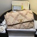 Chanel 19 Large Maxi-Quilted Fringe Canvas Flap Bag AS1161 Beige 2020 Collection AQ01834