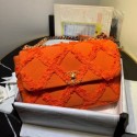 Chanel 19 Large Maxi-Quilted Fringe Canvas Flap Bag AS1161 Orange 2020 Collection AQ01553