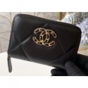 Chanel 19 Leather Zipped Coin Purse AP0949 Black 2020 AQ01685