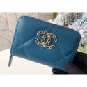 Chanel 19 Leather Zipped Coin Purse AP0949 Dark Turquoise 2020 AQ03424