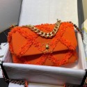 Chanel 19 Medium Maxi-Quilted Fringe Canvas Flap Bag AS1160 Orange 2020 Collection AQ02364