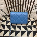 Chanel 19 Quilted Goatskin Wallet on Chain WOC AP0957 Blue 2019 Collection AQ01213