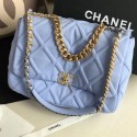 Chanel 19 Quilted Jersey Maxi Flap Bag AS1162 Blue 2019 Collection AQ00966