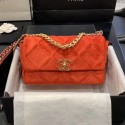 Chanel 19 Quilted Velvet Small Flap Bag AS1160 Orange 2019 Collection AQ01586