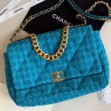 Chanel 19 Tweed Large Flap Bag AS1161 Blue 2019 Collection AQ03667