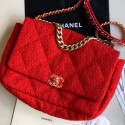 Chanel 19 Tweed Maxi Flap Bag AS1162 Red 2019 Collection AQ01524