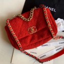 Chanel 19 Tweed Small Flap Bag AS1160 Red 2019 Collection AQ01721