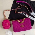 Chanel 19 Tweed Wallet on Chain WOC and Coin Purse AP0985 Purple 2019 Collection AQ04039