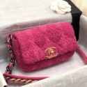 Chanel 19 Wool Tweed Flap Waist Bag/Belt Bag AS1163 Pink 2019 Collection AQ04264