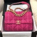 Chanel 19 Wool Tweed Large Flap Bag AS1161 Pink 2019 Collection AQ00518