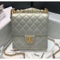 Chanel Acrylic Beads Goatskin Mini Falp Bag AS0584 Silver 2020 Collection AQ01824