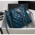 Chanel Aged Calfskin Drawstring Bag With Chain Edge AS1803 Blue 2020 Collection AQ03520