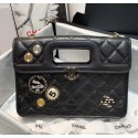 Chanel Aged Calfskin Flap Bag With Chrams AS1430 Black 2020 Collection AQ02534