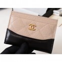 Chanel Aged Calfskin Gabrielle Card Holder A84386 Beige/Black AQ00562