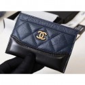 Chanel Aged Calfskin Gabrielle Card Holder A84386 Navy Blue AQ03467