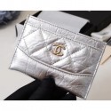 Chanel Aged Calfskin Gabrielle Card Holder A84386 Silver AQ02131