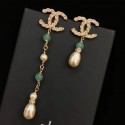 Chanel Asymmetry Earrings AB0648 Gold/Green/Crystal 2019 Collection AQ03784