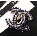 Chanel Beads CC Brooch A58082 Silver/Blue/Black 2018 AQ00853