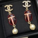 Chanel Beetle Pearl Earrings Red 2019 Collection AQ03362